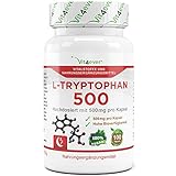 L-Tryptophan 500, 500mg pro Kapsel, 100 Kapseln, Aminosäure, Vegane Kapseln, Hochdosiert, Motivation & Schlaf Support, Vit4ever