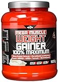 BWG Mega Muscle Weight Gainer 100% Maximum, Muscle Line, Mega Vanilla, Dose mit Dosierlöffel, 1500g