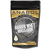 ANABOL WHEY MASS GAIN Erdbeere | Strawberry 2KG | für HARDGAINER Muskelaufbau | Kohlenhydrat-Mix aus Whey-Protein mit extra Aminosäuren BCAA | Glutamin