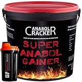 Super Anabol Gainer, Whey Protein Creatin Shake, 2400g Schoko oder Orangen Geschmack, Eiweißpulver + Shaker (Schoko)