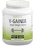 WEIGHT & MASS GAINER Vegan | V-GAINER | Vanille 2 kg | Masseaufbau & Zunehmen | ohne Maltodextrin & Zucker | Carbs & Protein 2000g | laktosefrei | hergestellt in Deutschland