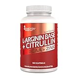 Biomenta L-ARGININ + CITRULLIN, VEGAN, 3.000 mg L-Arginin BASE + 620 mg L-Citrullin + 1.000 mg BCAA + Zink 150 Kapseln