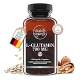 L-Glutamin 700 mg - 180 vegane Kapseln - freie Form, bioverfügbar, Reinsubstanz frei von Hilfs und Zusatzstoffen, vegan