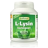 Greenfood L-Lysin, 450mg, hochdosiert, 120 Vegi-Kapseln