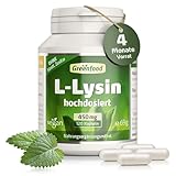 Greenfood L-Lysin, 450mg, hochdosiert, 120 Vegi-Kapseln